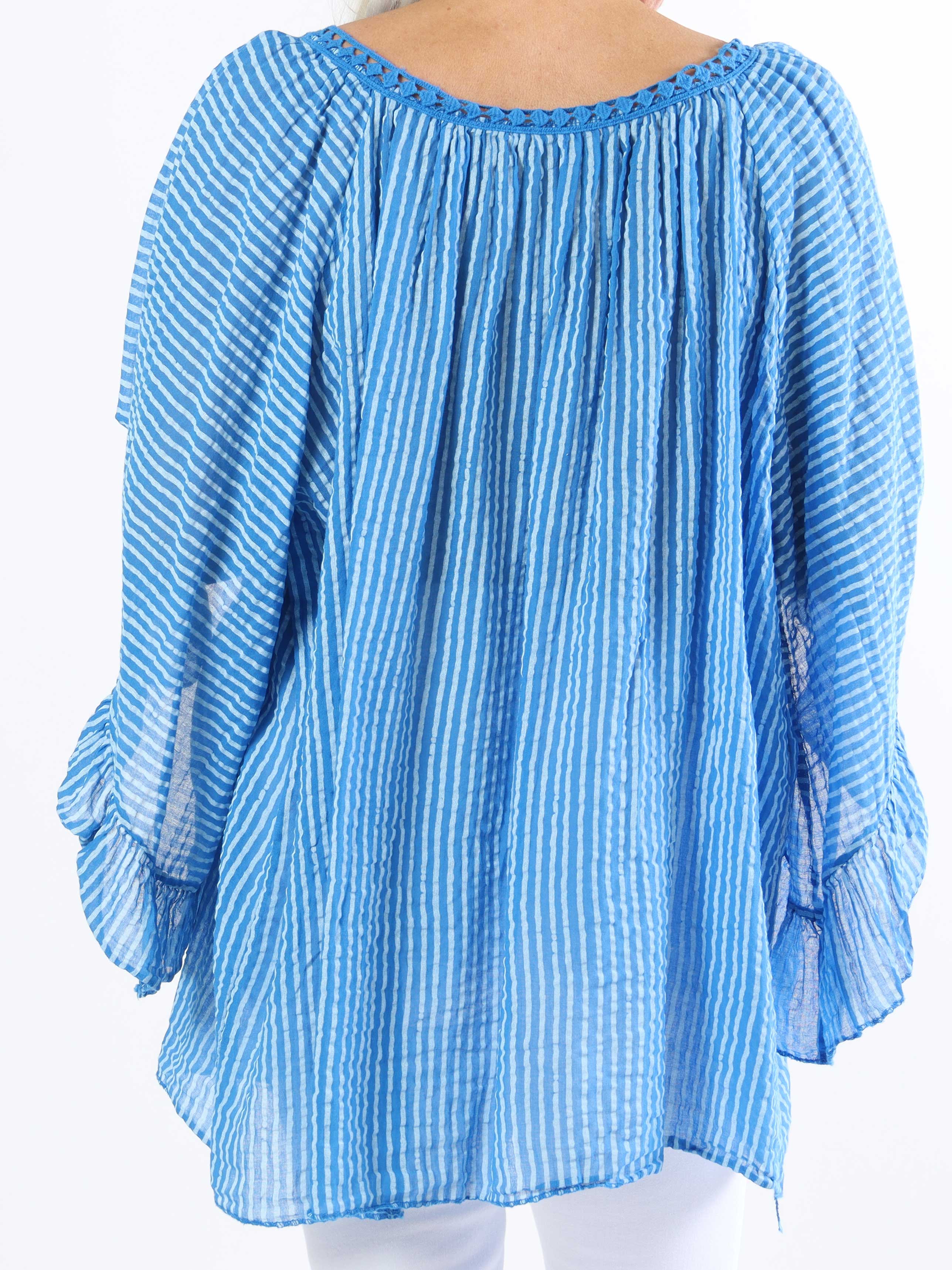 Marija - Sød stribet plus size tunika med smukke ærmer